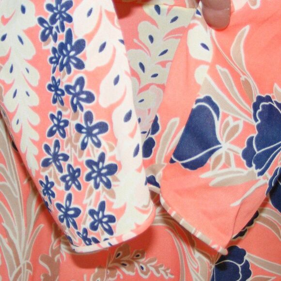 LORD & TAYLOR Robe, XXS, Wrap, Orange/Blue floral, long sleeves - Picture 6 of 8